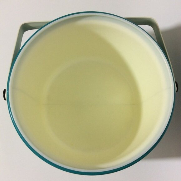 Vintage Thermos Plastic Ice Bucket Teal White Bar Restaurant Man Cave Decor - Picture 9 of 12